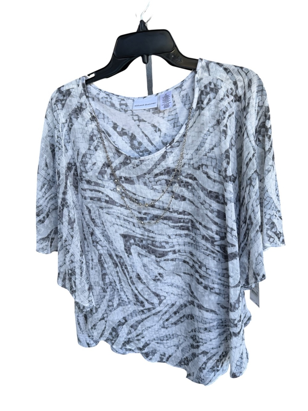 Alfred Dunner NWT Veneto Animal Stripe Poncho Top Detachable Necklace, Size 20
